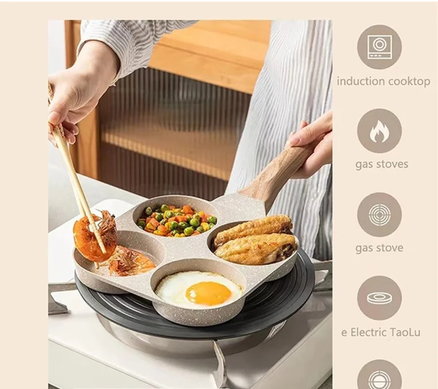 Sartén Antiadherente para Huevos de 4 Tazas, Sartén Versátil para Tortilla de Desayuno para Estufa de Gas E Inducción